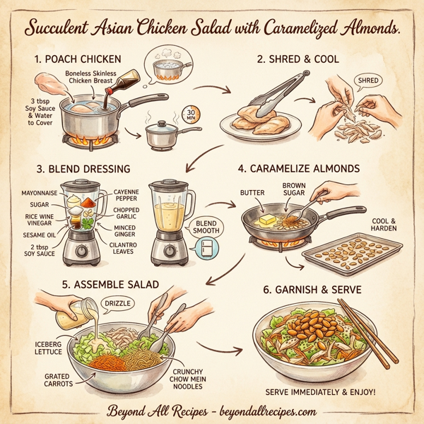 Succulent Asian Chicken Salad with Caramelized Almonds instructions