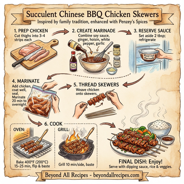Succulent Chinese BBQ Chicken Skewers instructions