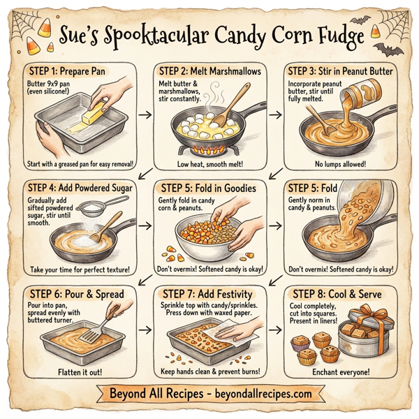 Sue's Spooktacular Candy Corn Fudge instructions
