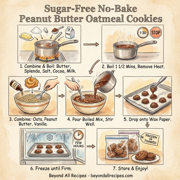 Sugar-Free No-Bake Peanut Butter Oatmeal Cookies instructions