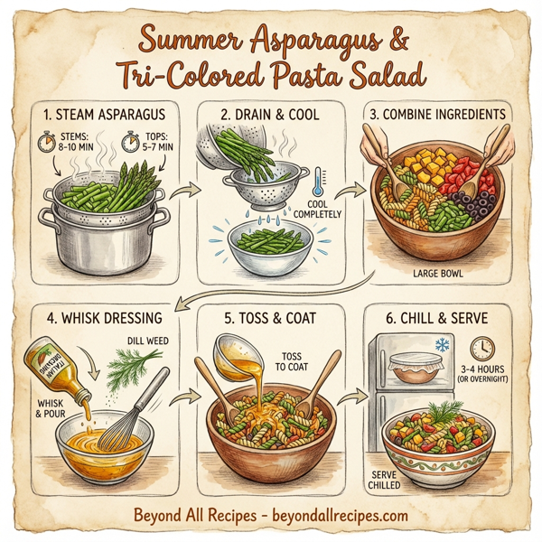 Summer Asparagus & Tri-Colored Pasta Salad instructions