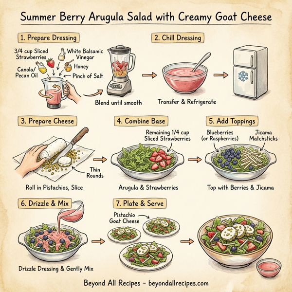 Summer Berry Arugula Salad with Creamy Goat Cheese instructions