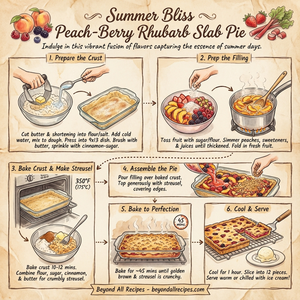 Summer Bliss Peach-Berry Rhubarb Slab Pie instructions
