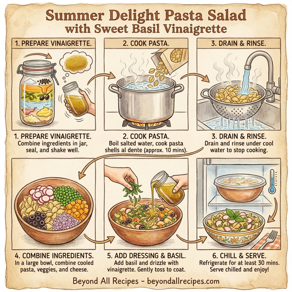Summer Delight Pasta Salad with Sweet Basil Vinaigrette instructions