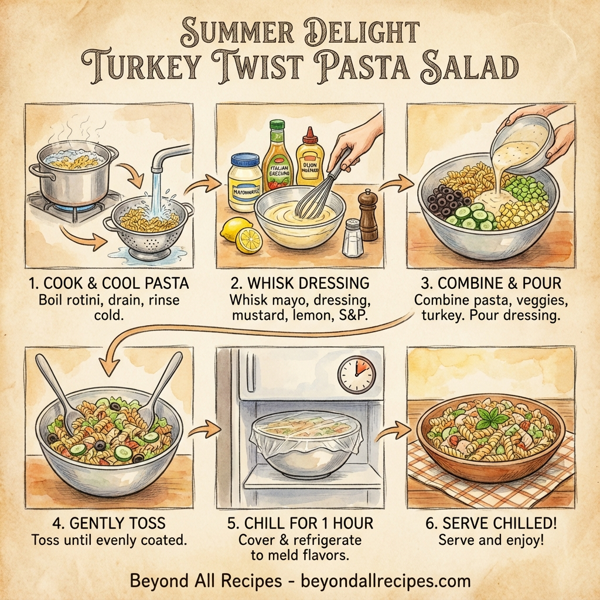 Summer Delight Turkey Twist Pasta Salad instructions