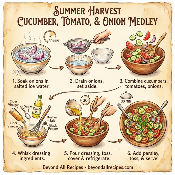 Summer Harvest Cucumber, Tomato, and Onion Medley instructions