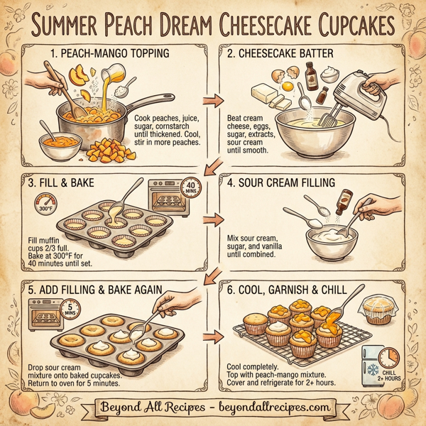 Summer Peach Dream Cheesecake Cupcakes instructions