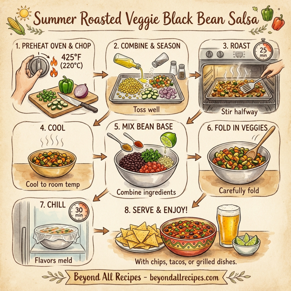 Summer Roasted Veggie Black Bean Salsa instructions