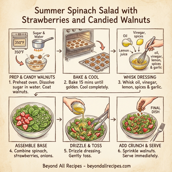 Summer Spinach Salad with Strawberries and Candied Walnuts instructions