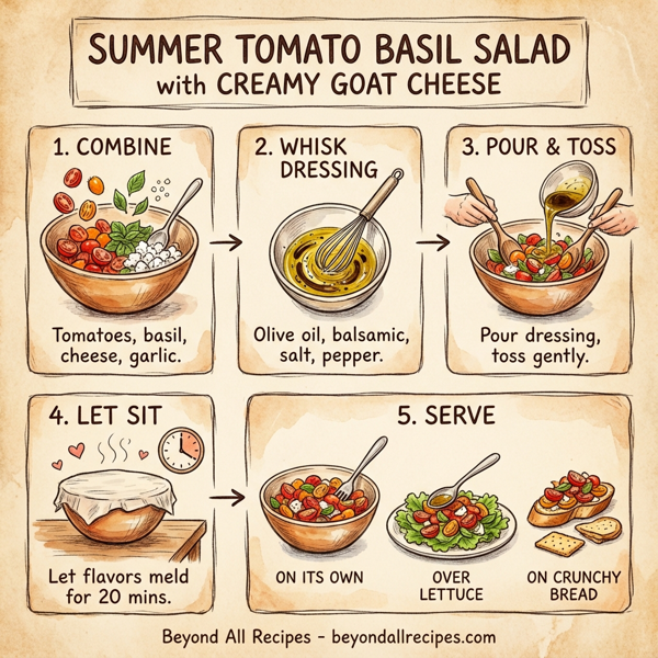 Summer Tomato Basil Salad with Creamy Goat Cheese instructions