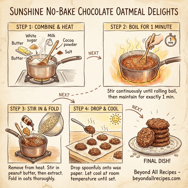 Sunshine No-Bake Chocolate Oatmeal Delights instructions
