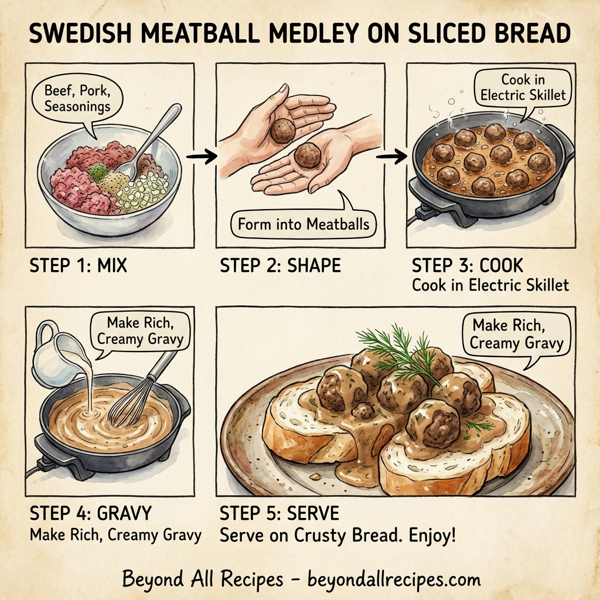 Swedish Meatball Medley on Sliced Bread instructions