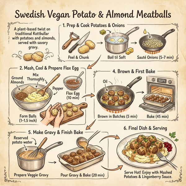 Swedish Vegan Potato & Almond Meatballs instructions