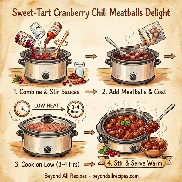 Sweet-Tart Cranberry Chili Meatballs Delight instructions