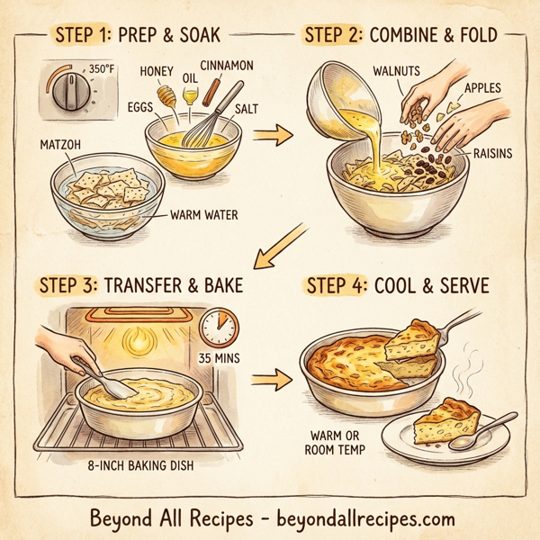 Sweet Apple Cinnamon Matzoh Kugel instructions