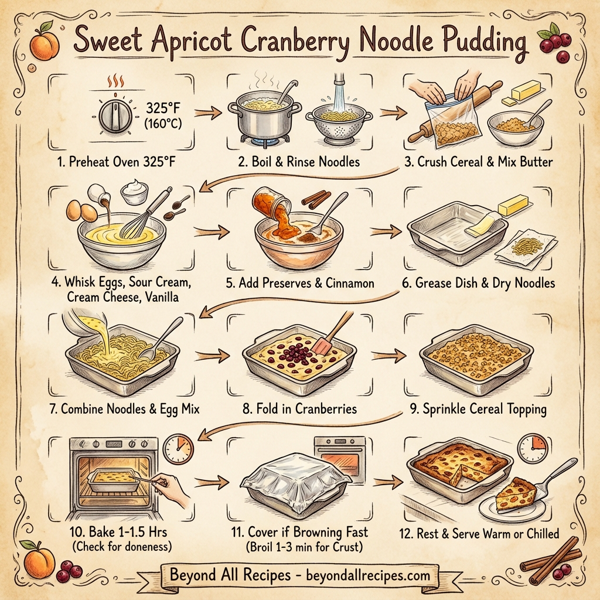 Sweet Apricot Cranberry Noodle Pudding instructions