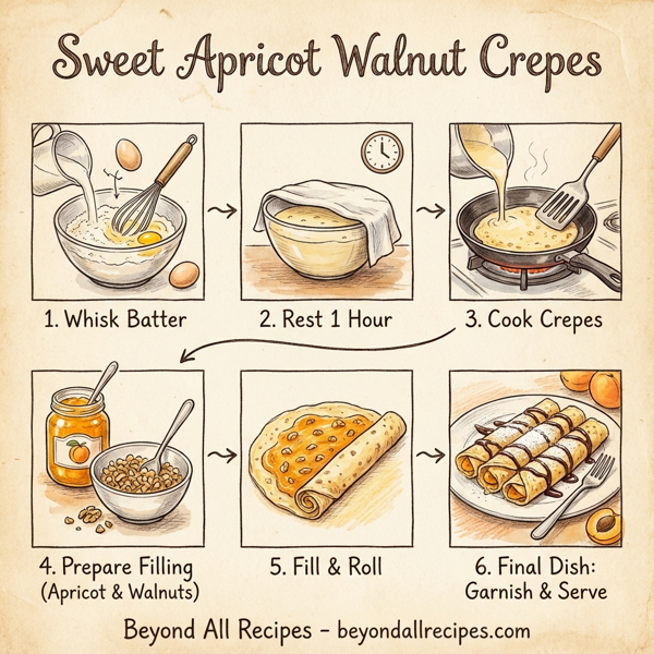 Sweet Apricot Walnut Crepes instructions