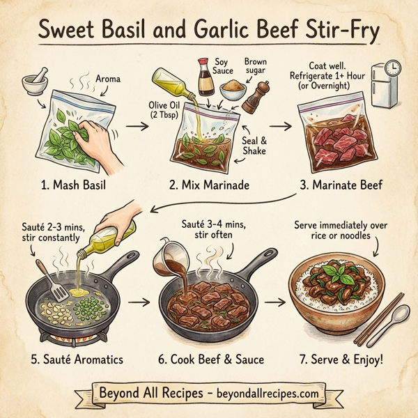 Sweet Basil and Garlic Beef Stir-Fry instructions