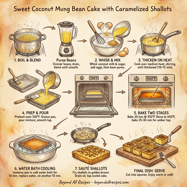 Sweet Coconut Mung Bean Cake with Caramelized Shallots instructions
