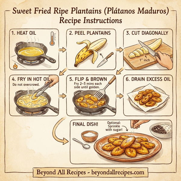 Sweet Fried Ripe Plantains (Plátanos Maduros) instructions