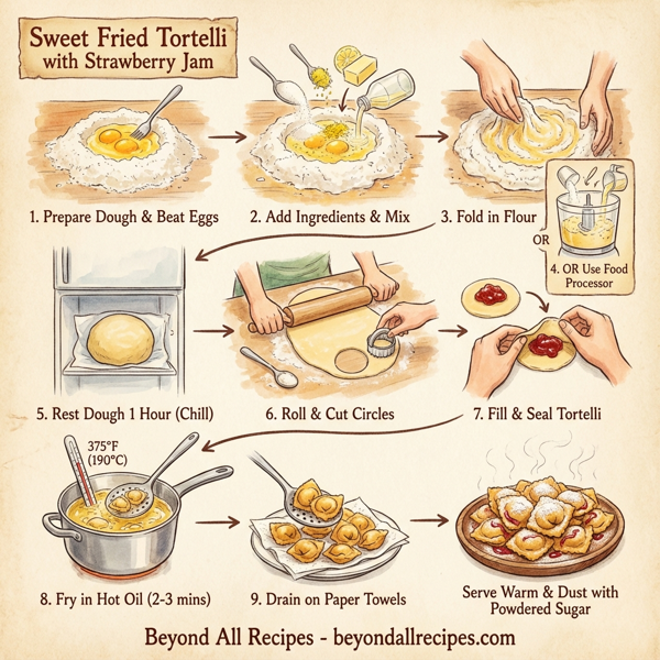 Sweet Fried Tortelli with Strawberry Jam instructions