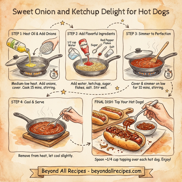 Sweet Onion and Ketchup Delight for Hot Dogs instructions