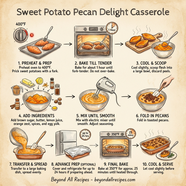 Sweet Potato Pecan Delight Casserole instructions