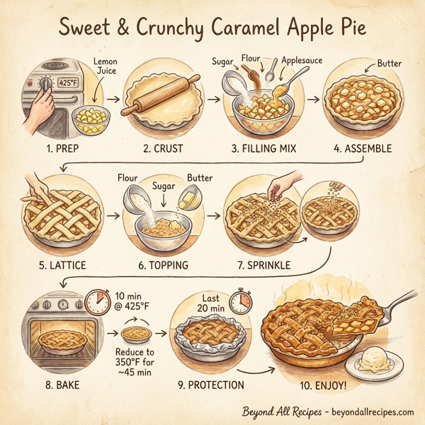 Sweet & Crunchy Caramel Apple Pie instructions