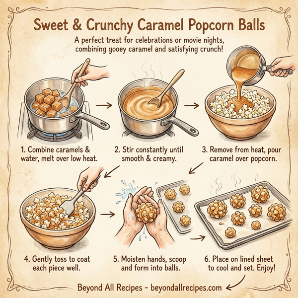 Sweet & Crunchy Caramel Popcorn Balls instructions