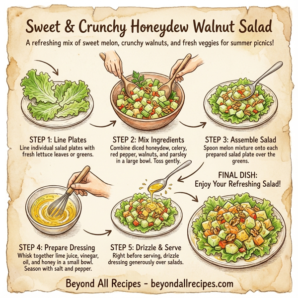 Sweet & Crunchy Honeydew Walnut Salad instructions