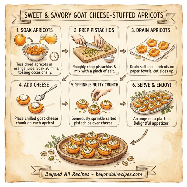 Sweet & Savory Goat Cheese-Stuffed Apricots with Crunchy Pistachios instructions