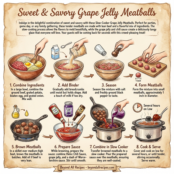 Sweet & Savory Grape Jelly Meatballs instructions