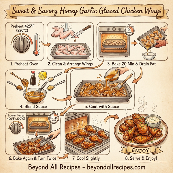 Sweet & Savory Honey Garlic Glazed Chicken Wings instructions