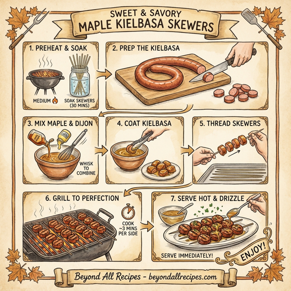 Sweet & Savory Maple Kielbasa Skewers instructions