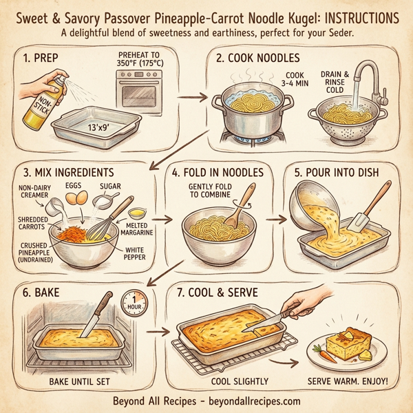 Sweet & Savory Passover Pineapple-Carrot Noodle Kugel instructions
