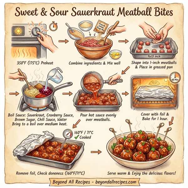 Sweet & Sour Sauerkraut Meatball Bites instructions