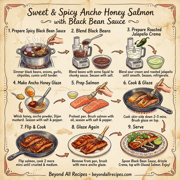 Sweet & Spicy Ancho Honey Salmon with Black Bean Sauce instructions