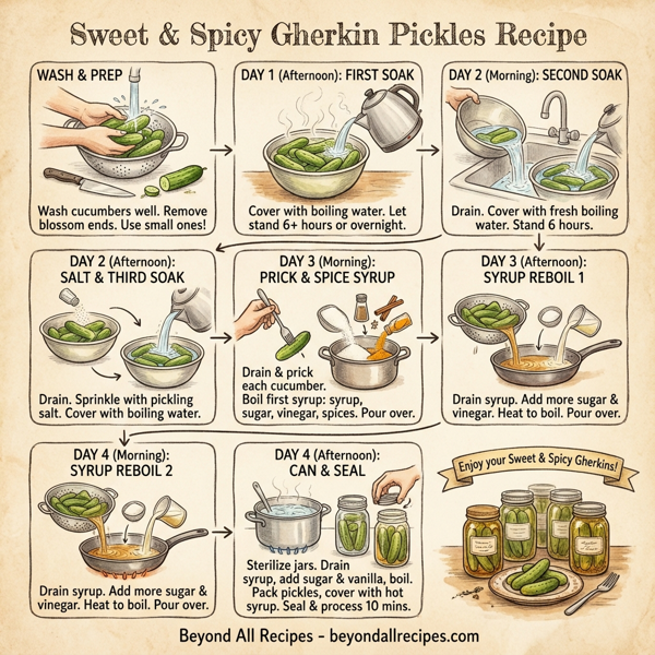 Sweet & Spicy Gherkin Pickles instructions