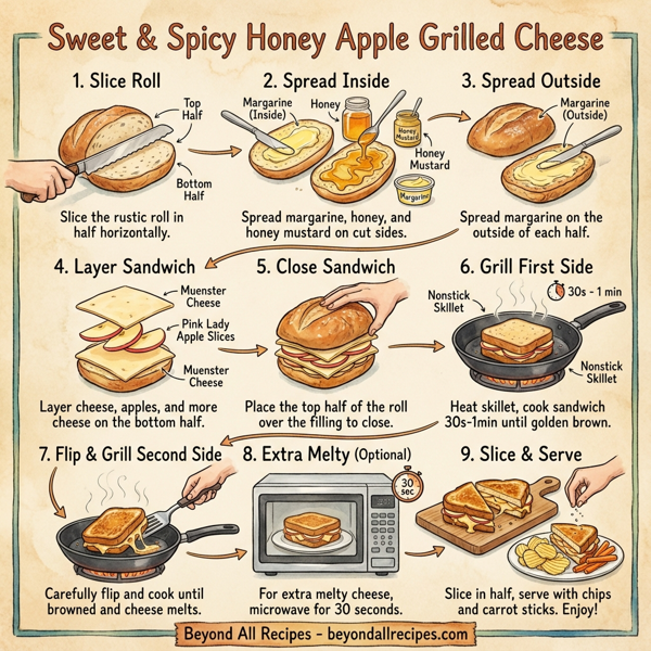 Sweet & Spicy Honey Apple Grilled Cheese instructions
