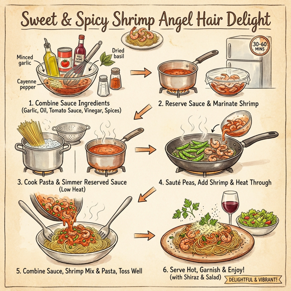 Sweet & Spicy Shrimp Angel Hair Delight instructions