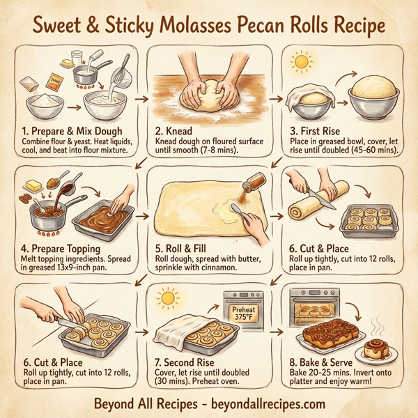 Sweet & Sticky Molasses Pecan Rolls instructions