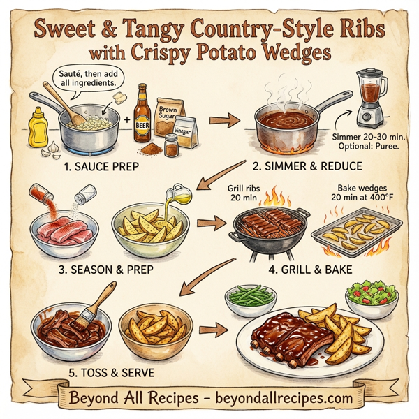 Sweet & Tangy Country-Style Ribs with Crispy Potato Wedges instructions