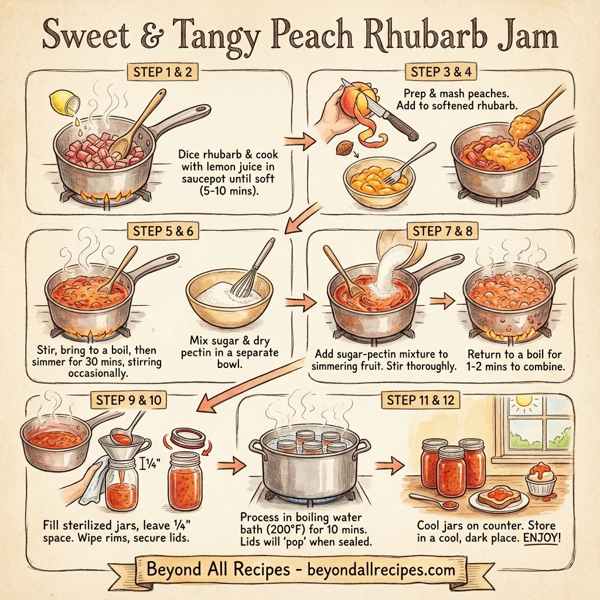 Sweet & Tangy Peach Rhubarb Jam instructions