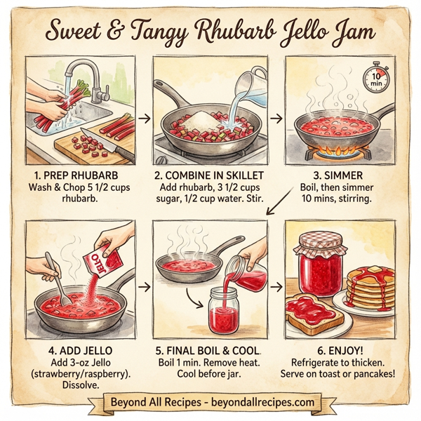 Sweet & Tangy Rhubarb Jello Jam instructions