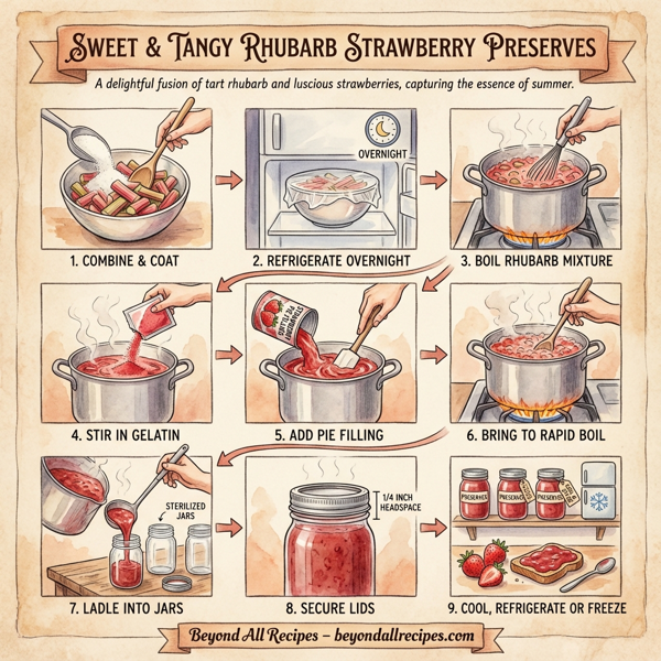 Sweet & Tangy Rhubarb Strawberry Preserves instructions