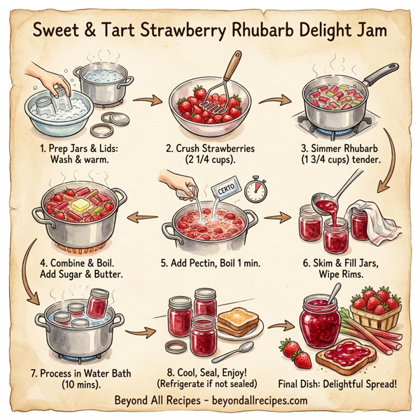 Sweet & Tart Strawberry Rhubarb Delight Jam instructions