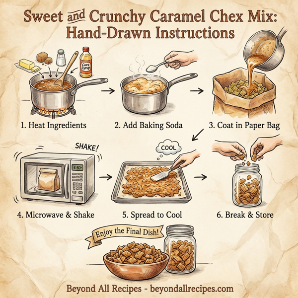 Sweet and Crunchy Caramel Chex Mix instructions