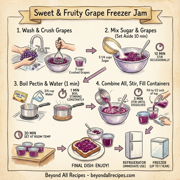 Sweet and Fruity Grape Freezer Jam instructions
