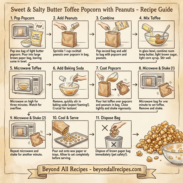 Sweet and Salty Butter Toffee Popcorn with Peanuts instructions