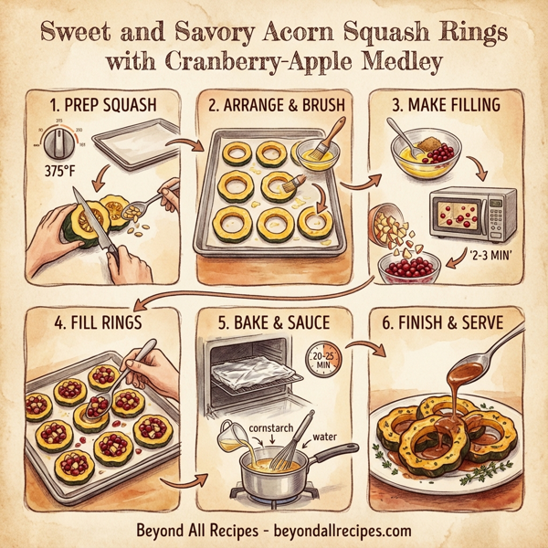 Sweet and Savory Acorn Squash Rings with Cranberry-Apple Medley instructions